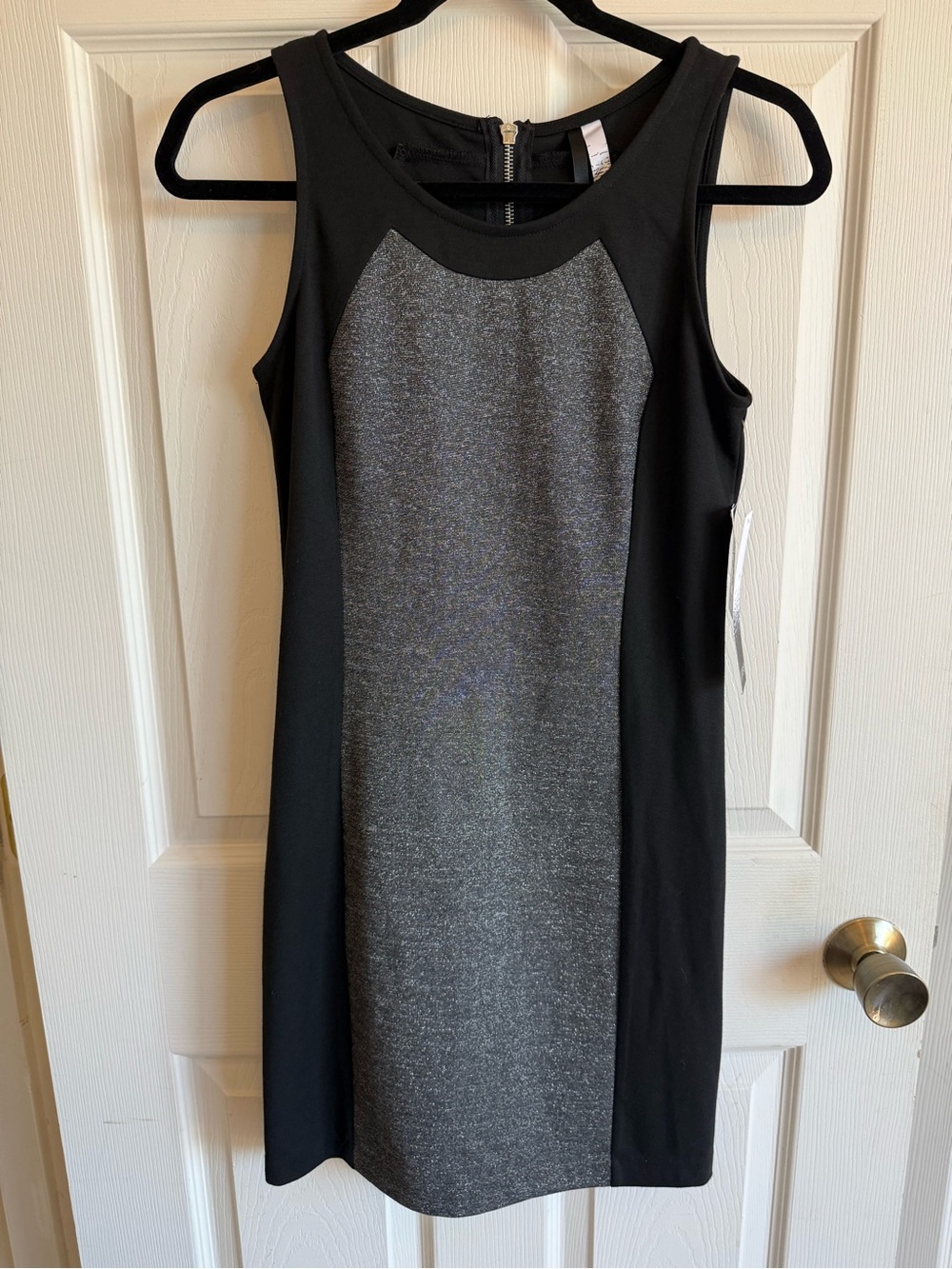 Kensie Little Black and Charcoal Panel Sleeveless Dress.
